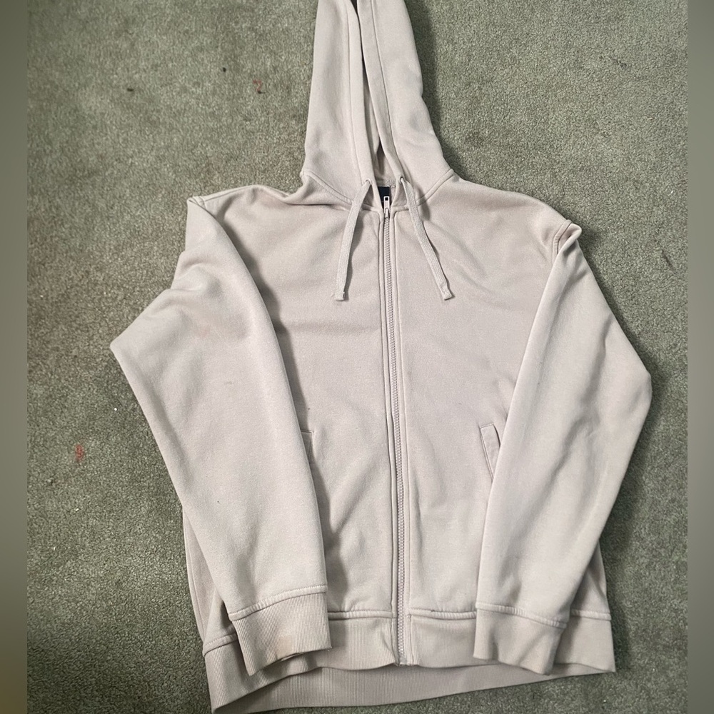 Beige Zip-Up Hoodie